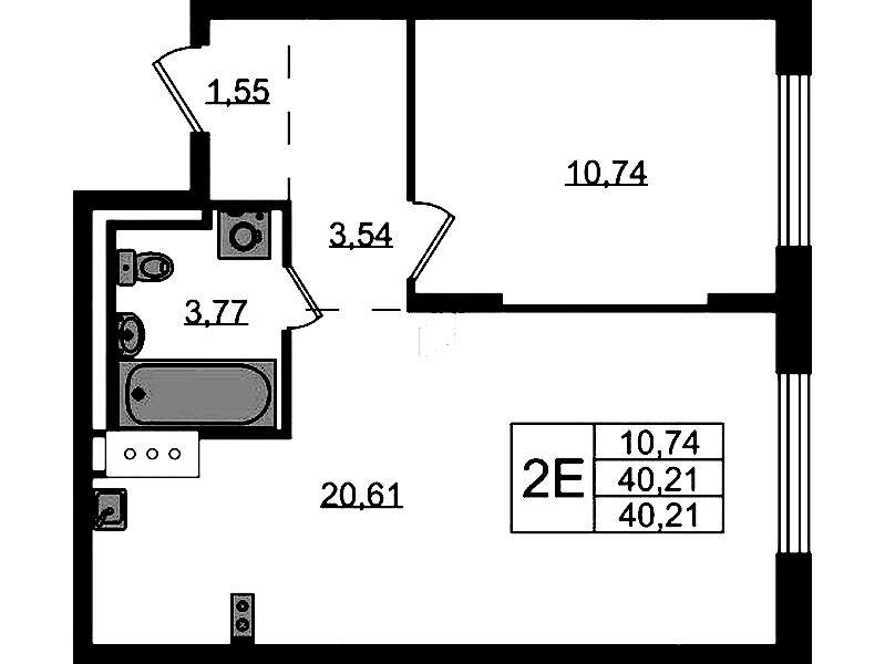 1-комнатная квартира 40.21 м², 5/13 эт., ЖК «Квартал Торики»